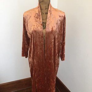 Forever 21 Orange Crushed Velvet Velour Kimono Duster